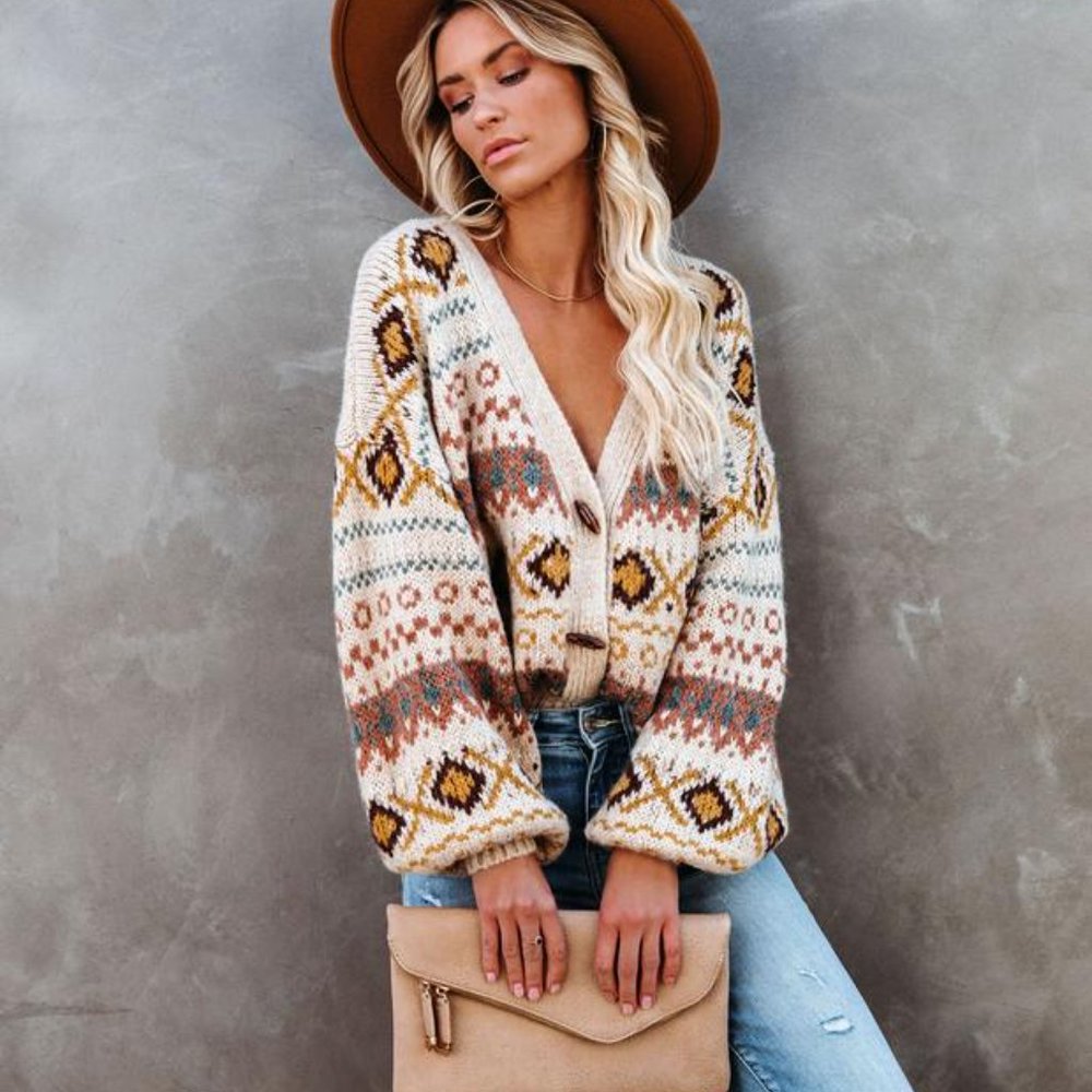 Button Front Cottage Cardigan Sweater - Picture 7 of 8